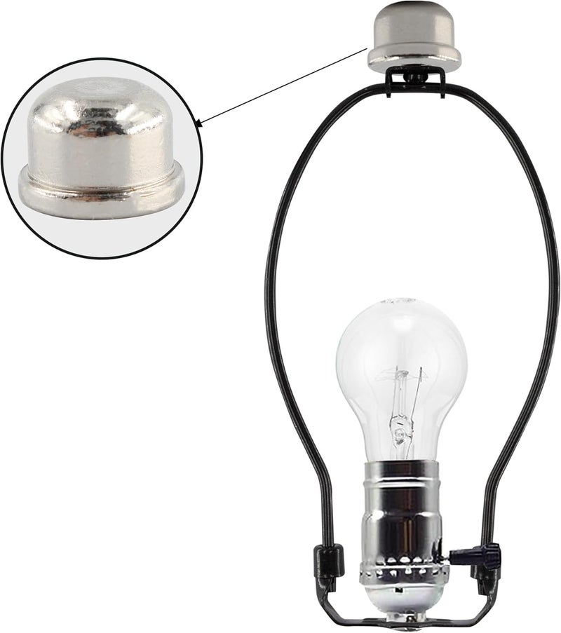 AUXBC 4PCS Solid Lamp Finials Caps Tapped, Knob On Top of The Harp Lampshade Stand, Harp Lamp Finial Knob, 1/2 inch Tall, Silver - Image 3